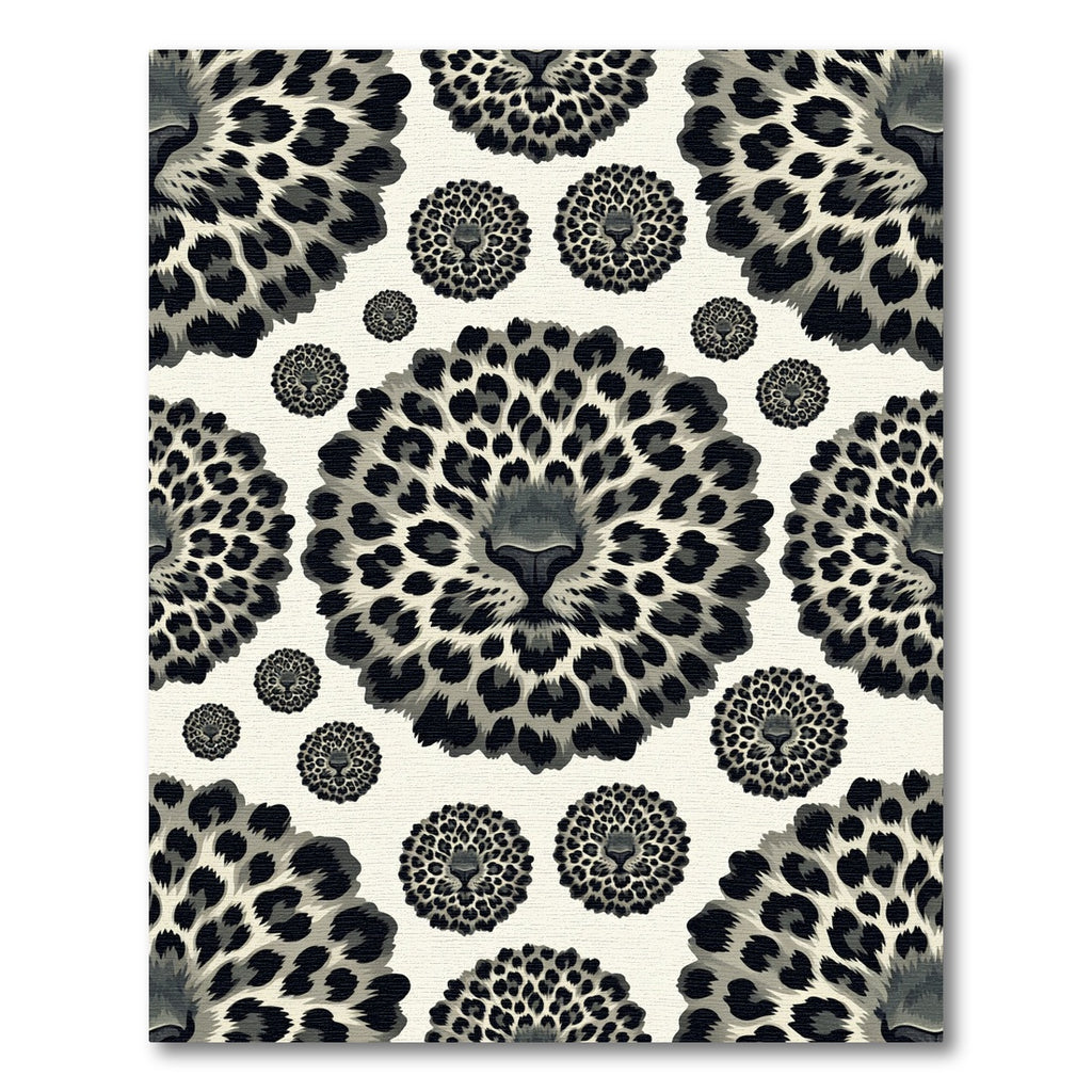 Monochrome Leopard Focal Point Circular Rug