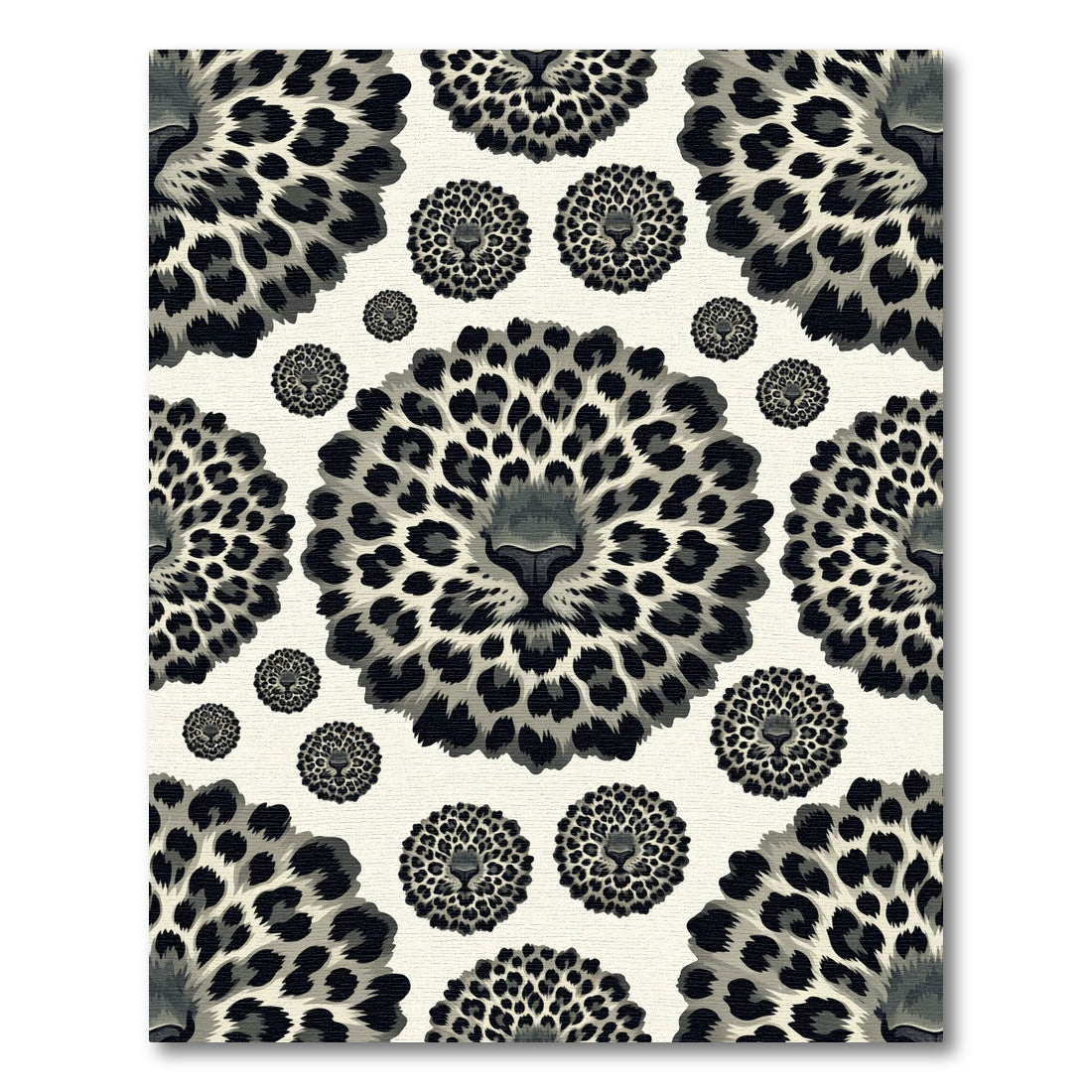 Monochrome Leopard Focal Point Circular Rug