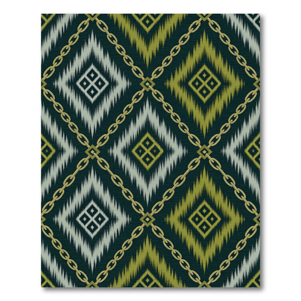Deep Green Gold Chain Diamond Rug