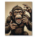 Aggressive Brown Primate Illustration Art Rug