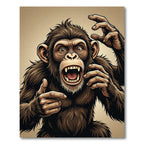 Aggressive Brown Primate Illustration Art Rug