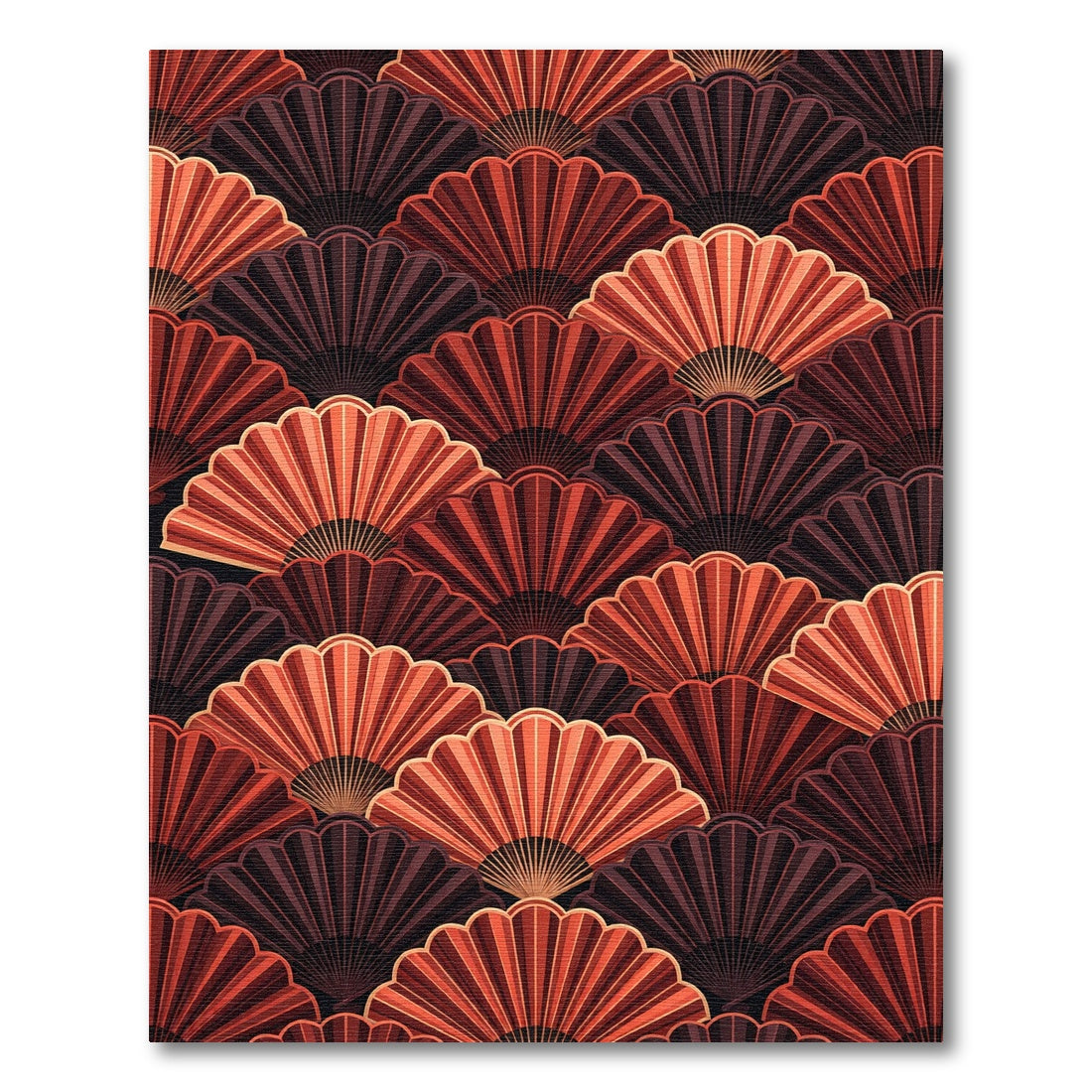 Art Deco Orange Fan Array Rug