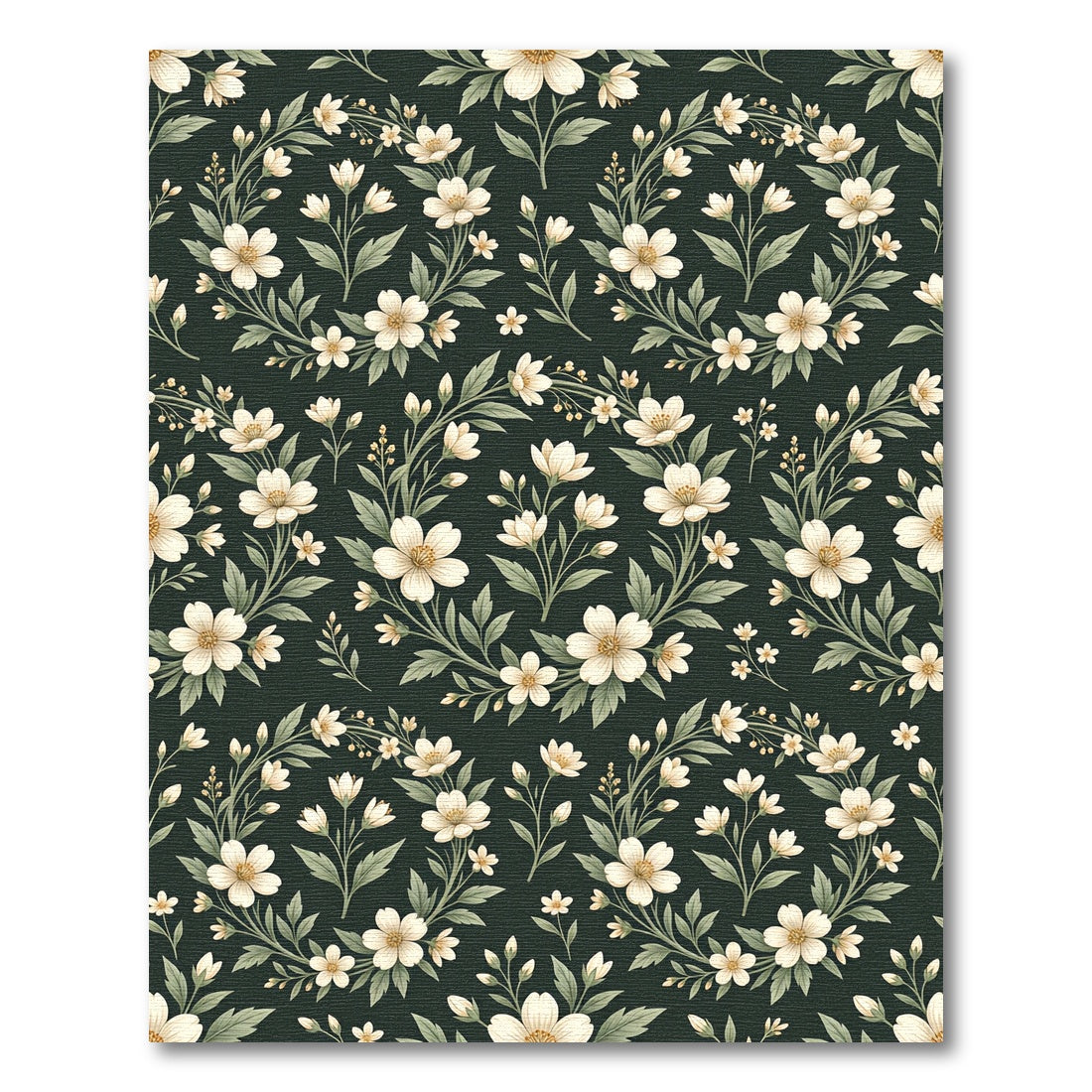 Dark Forest Floral Wreath Meadow Rug