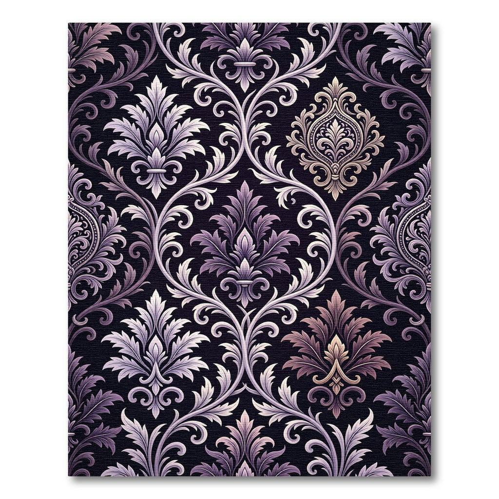 Ornate Lavender Gray Damask Floral Rug