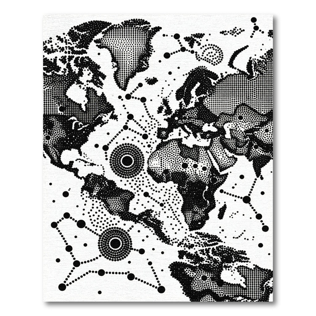 Global Dotted Continents Connection Art Rug