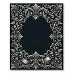 Ornate Silver Acanthus Scroll Border Rug