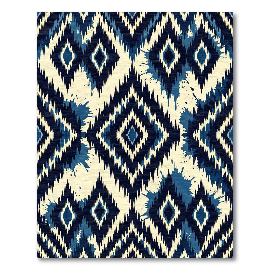 Deep Indigo Tribal Diamond Splatter Rug
