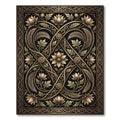 Ornate Gold Floral Entwined Scrollwork Rug