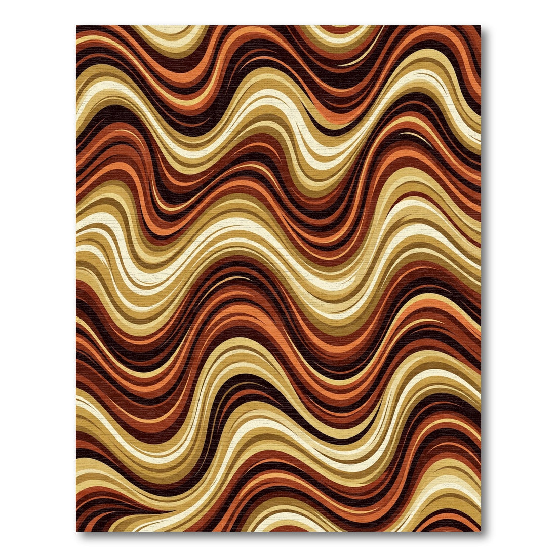 Retro Wavy Earth Tone Striped Abstract Rug