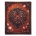 Elegant Copper Floral Heart Art Rug