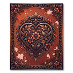 Elegant Copper Floral Heart Art Rug