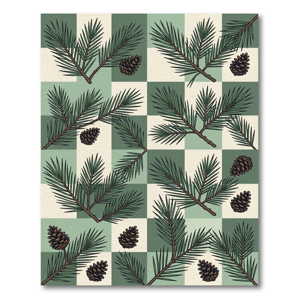Sage Green Checkerboard Pine Cone Rug