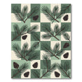 Sage Green Checkerboard Pine Cone Rug
