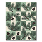 Sage Green Checkerboard Pine Cone Rug