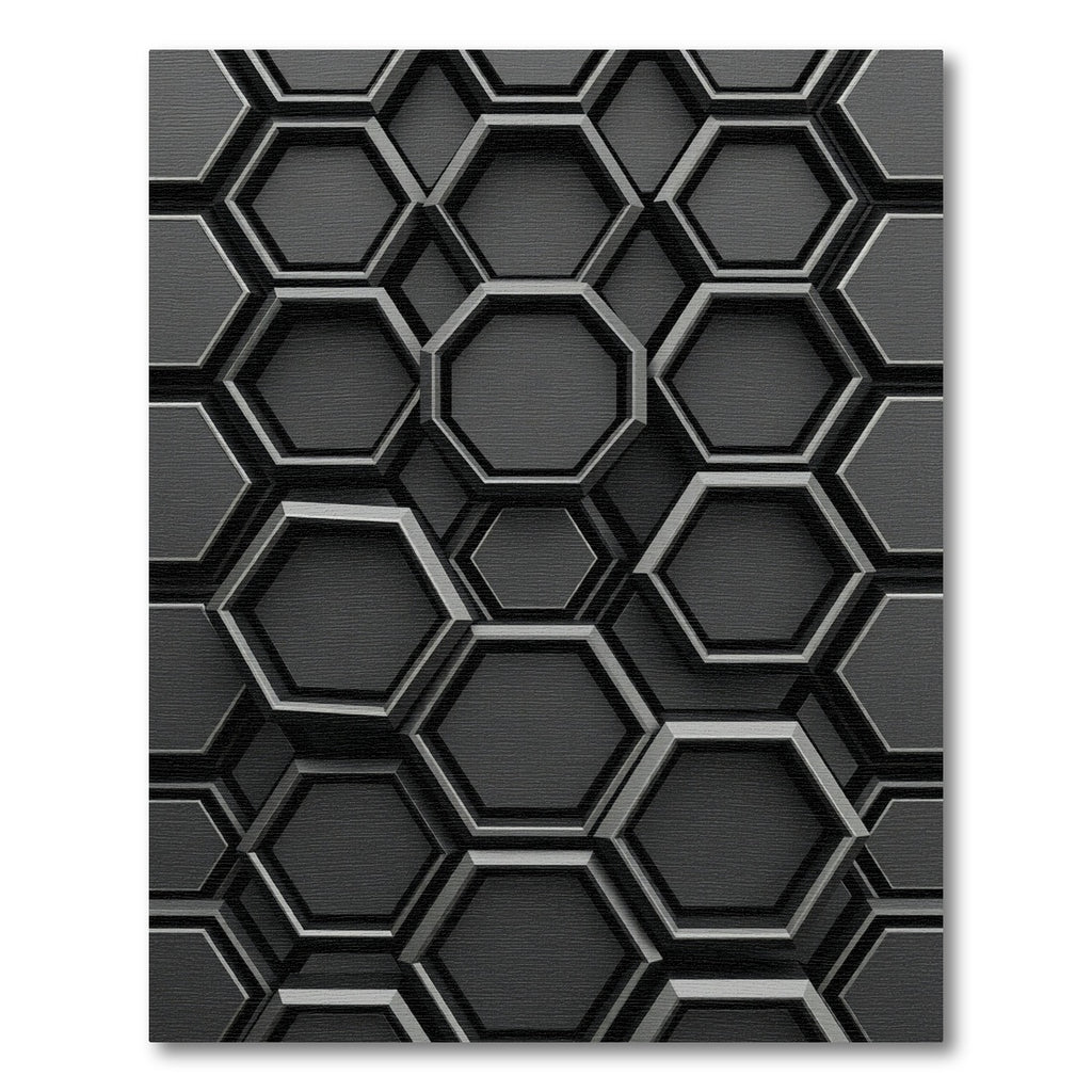 Sophisticated Charcoal Three-Dimensional Hexagon Geometric Rug