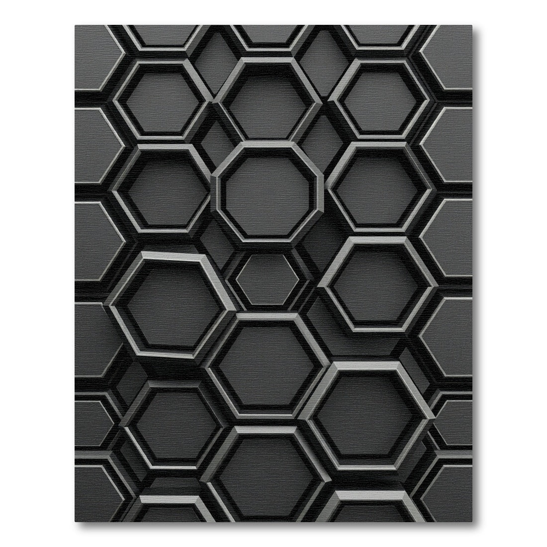 Sophisticated Charcoal Three-Dimensional Hexagon Geometric Rug