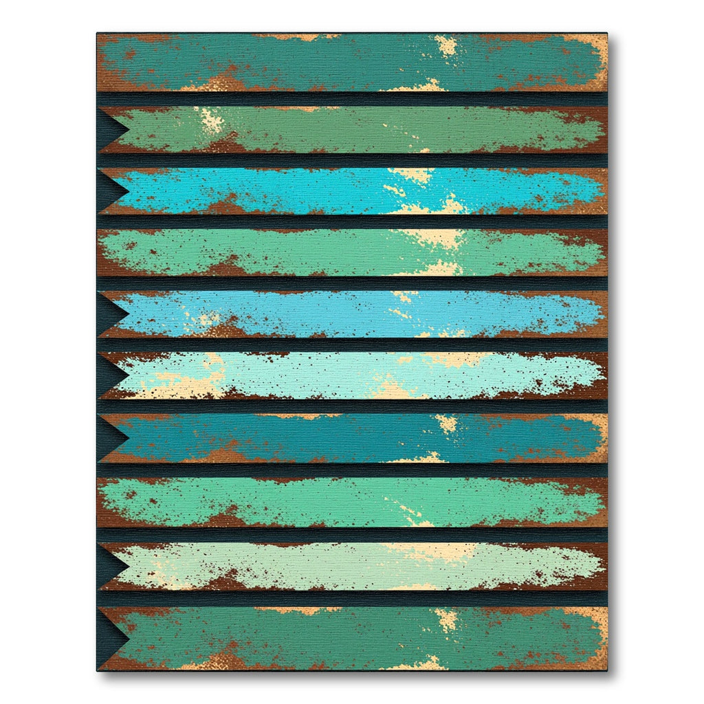 Distressed Teal and Copper Striped Texture Rug
