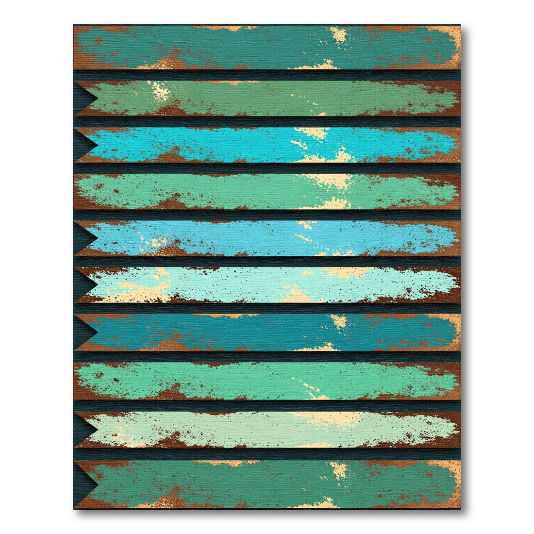 Distressed Teal and Copper Striped Texture Rug