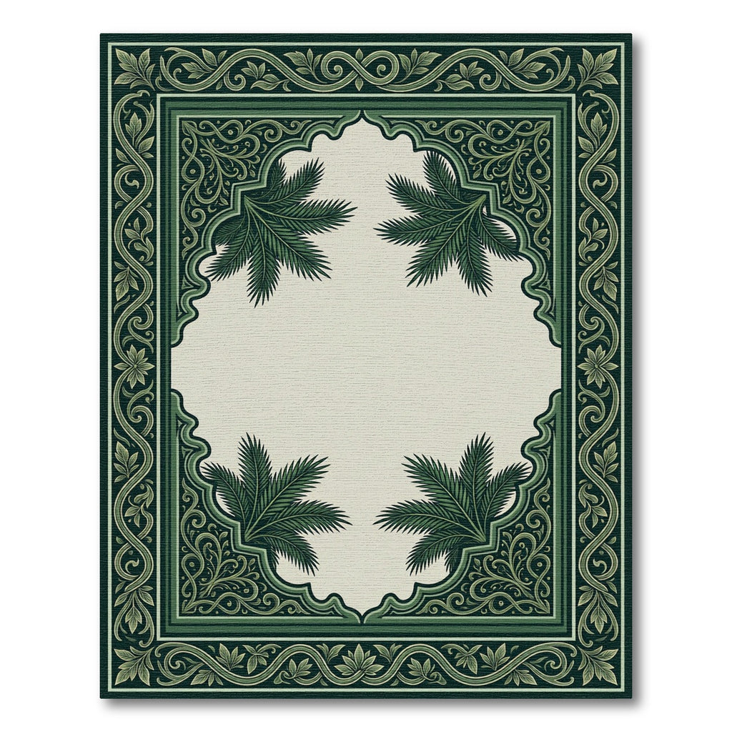 Emerald Green Palm Frond Arch Rug