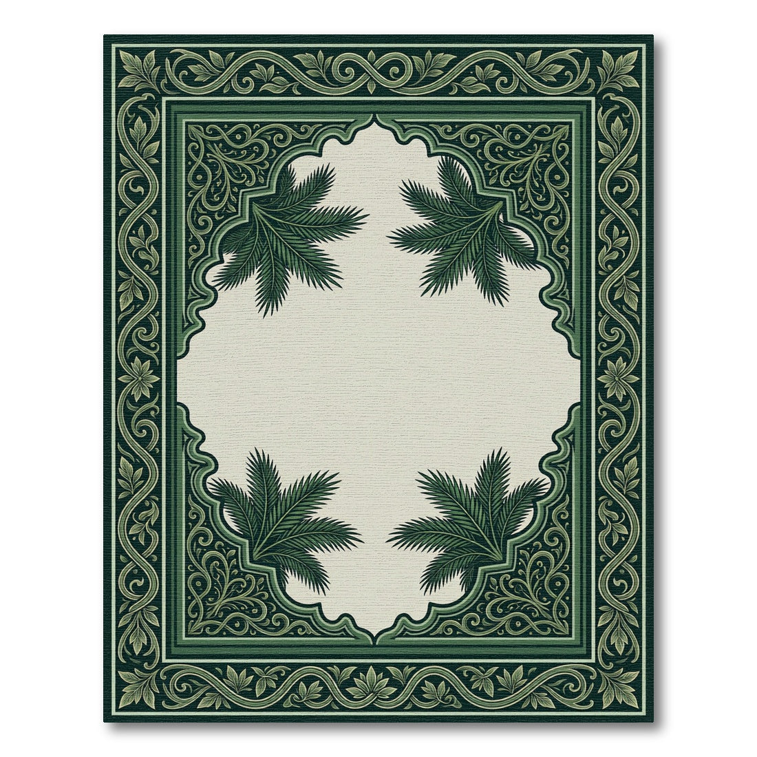 Emerald Green Palm Frond Arch Rug
