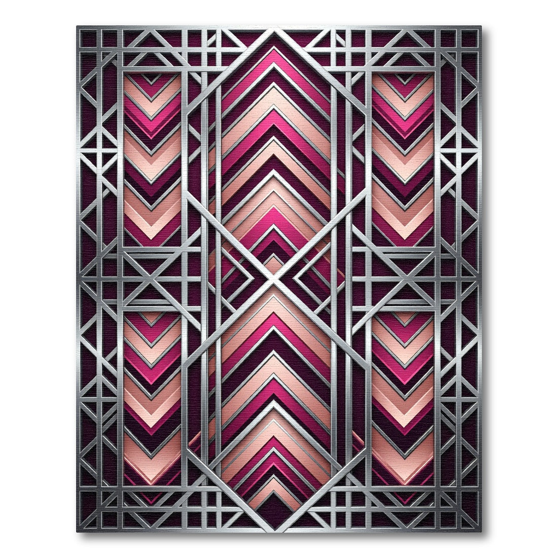 Art Deco Fuchsia Geometric Chevron Rug