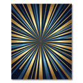 Radiant Golden Blue Sunburst Art Rug