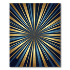 Radiant Golden Blue Sunburst Art Rug