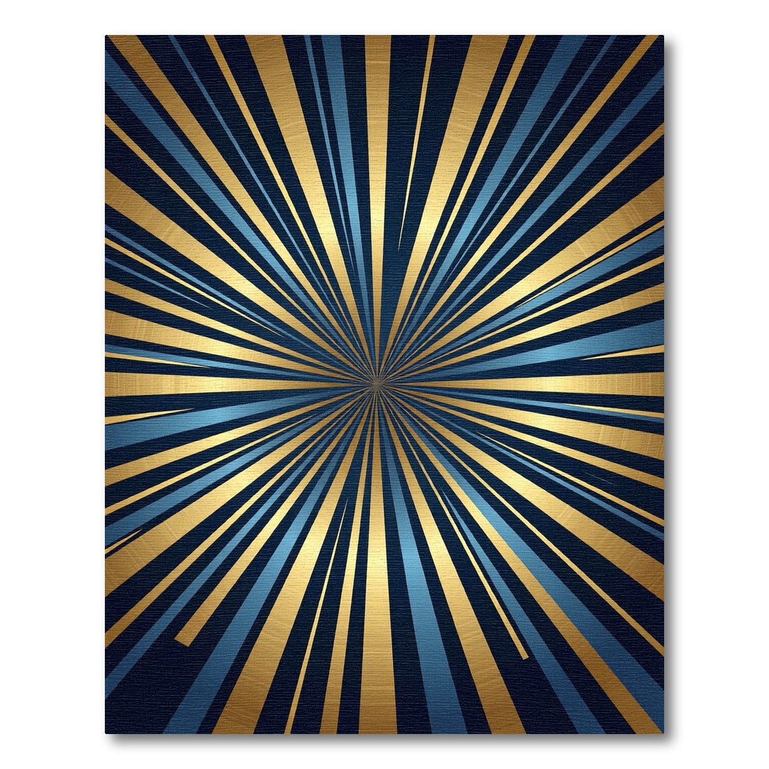 Radiant Golden Blue Sunburst Art Rug