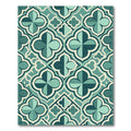 Teal Quatrafoil Geometric Medallion Lattice Rug