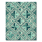Teal Quatrafoil Geometric Medallion Lattice Rug