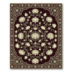 Crimson Floral Lotus Mandala Rug