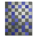 Modern Geometric Blue Silver Squares Rug