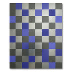 Modern Geometric Blue Silver Squares Rug