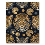 Gold Leopard Face and Spot Illustration Rug