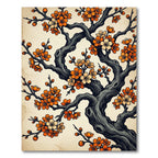 Vibrant Orange Cherry Blossom Branches Rug