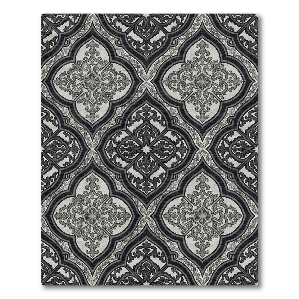 Elegant Gray Quatrefoil Medallion Repeat Rug