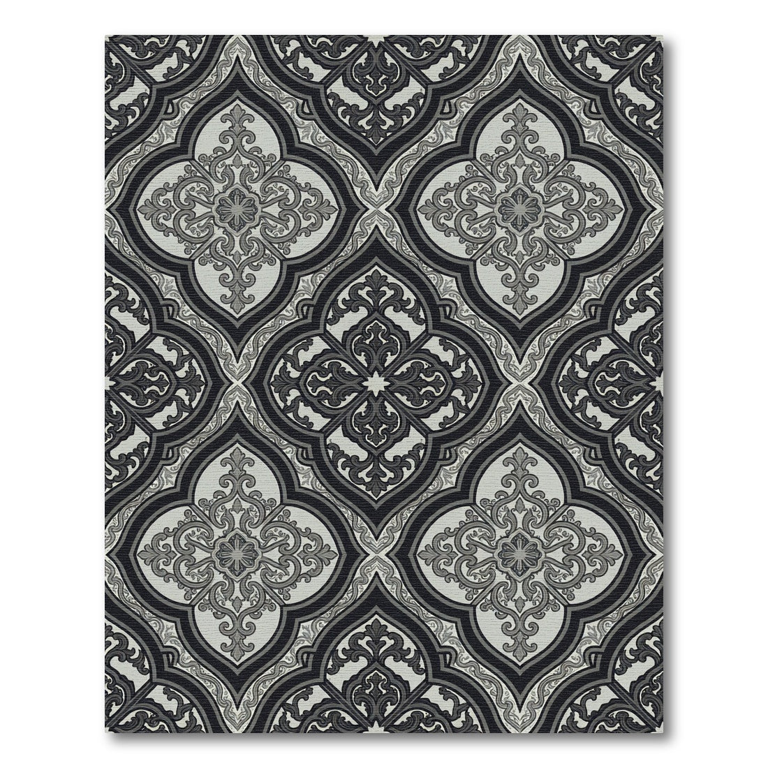 Elegant Gray Quatrefoil Medallion Repeat Rug