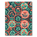 Coral Floral Hexagon Geometric Botanical Art Rug