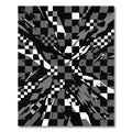 Black White Gray Shattered Checkered Rug
