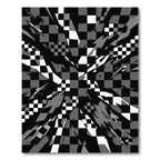 Black White Gray Shattered Checkered Rug