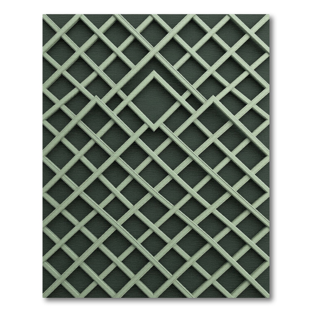 Sage Green Geometric Lattice Grid Rug