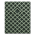 Sage Green Geometric Lattice Grid Rug