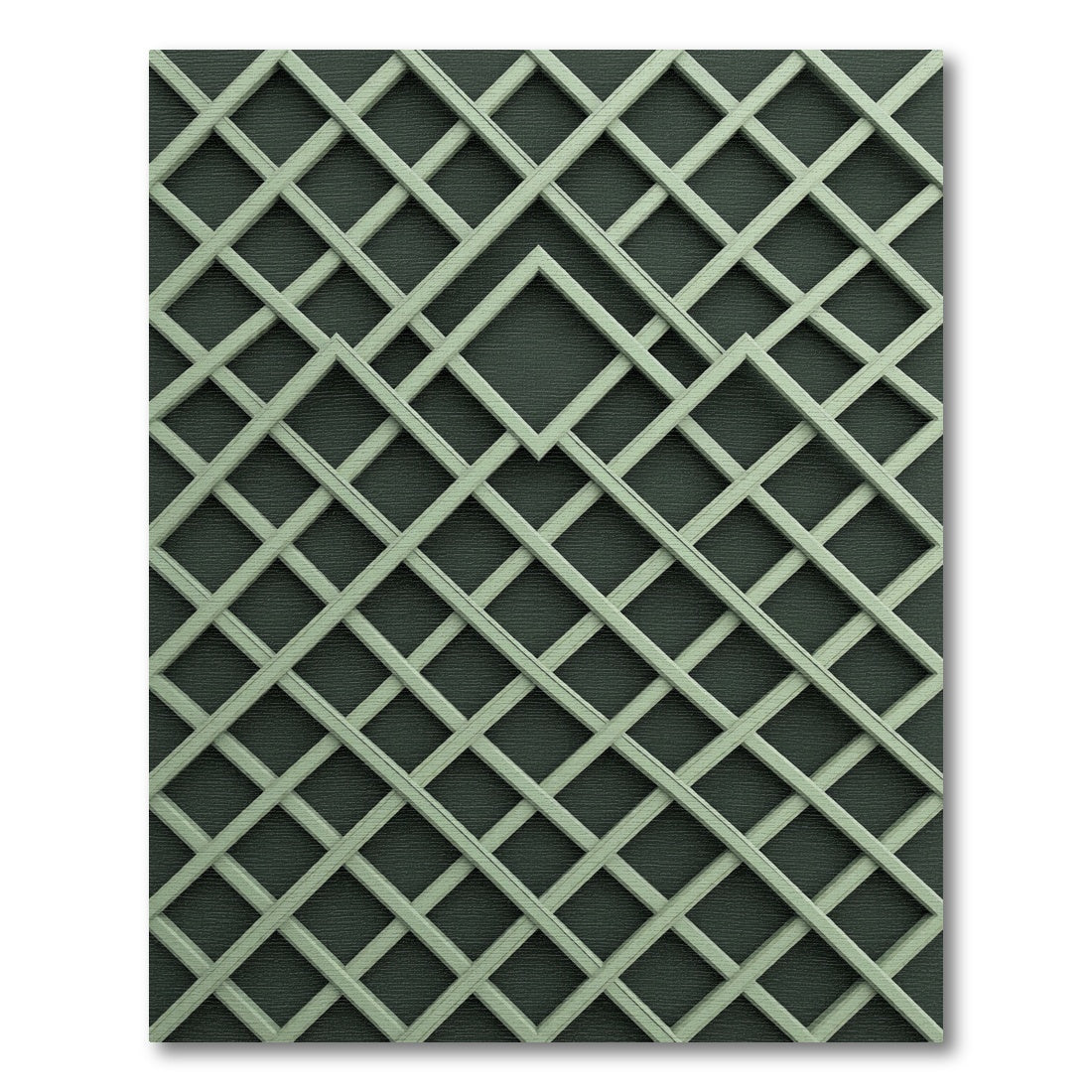 Sage Green Geometric Lattice Grid Rug