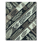 Sophisticated Sage and Charcoal Diagonal Leaf Rug