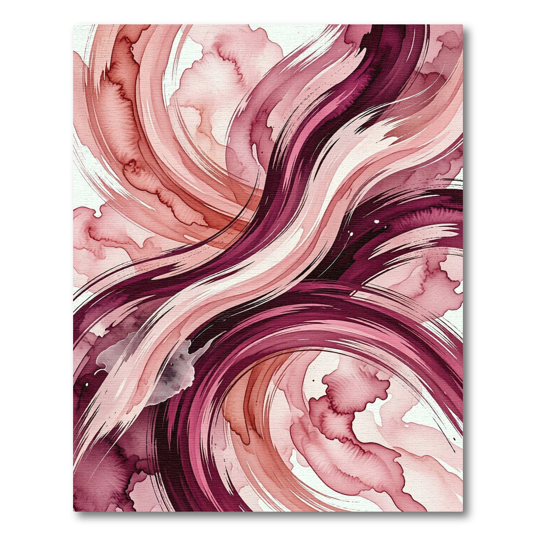 Blush and Burgundy Abstract Flowing Swirls Rug