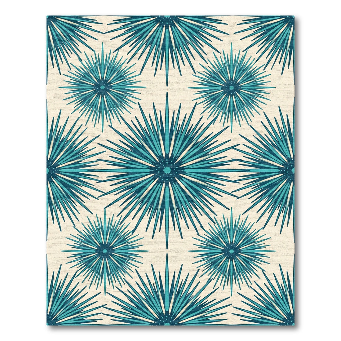 Teal Starburst Geometric Mid Century Rug