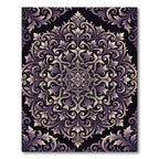 Elegant Amethyst Floral Damask Medallion Rug