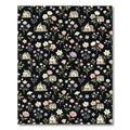 Country Cottage Floral Houses Black Rug