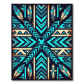 Teal Feather Geometric Southwestern Rug