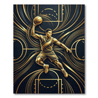 Golden Athlete Basketball Abstract Art Rug